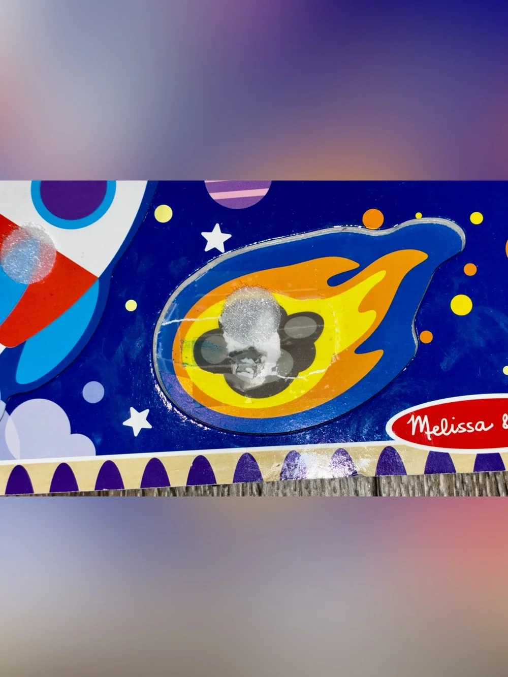 Melissa & Doug Wooden Space Rocket Puzzle - Blue, Red & Yellow